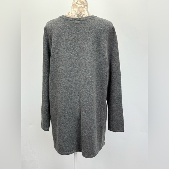 JASON WU Gray Crewneck tunic sweater with front pockets size L - Picture 7 of 13